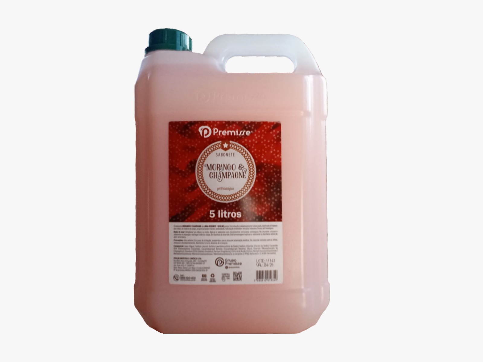 SABONETE LÍQUIDO DE MORANGO COM CHAMPAGNE 5 LITROS